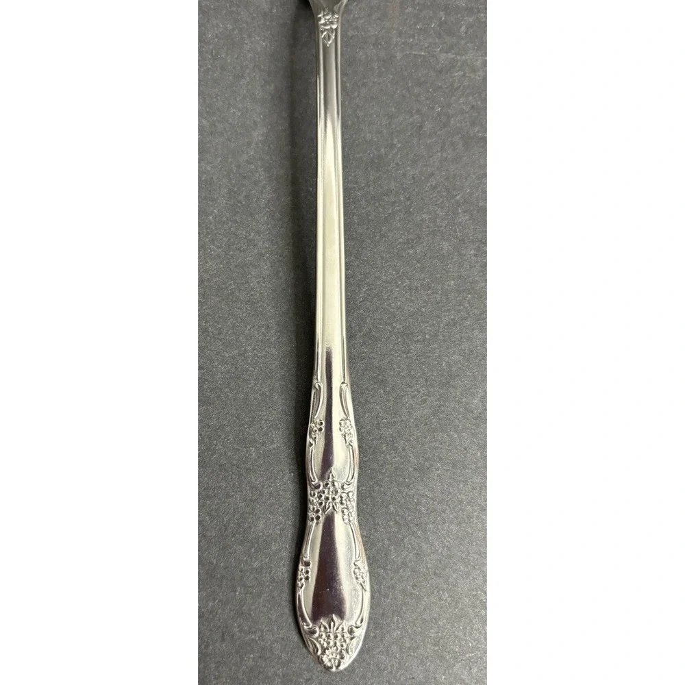3 Oneida Fenway Iced Tea Spoons Stainless Flatware Floral 7 1/2